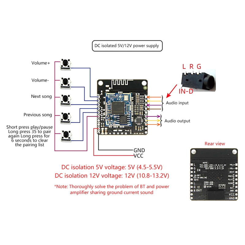 DC 5V/12V Bluetooth Music Modu - Audio Music Add avaliação e preço