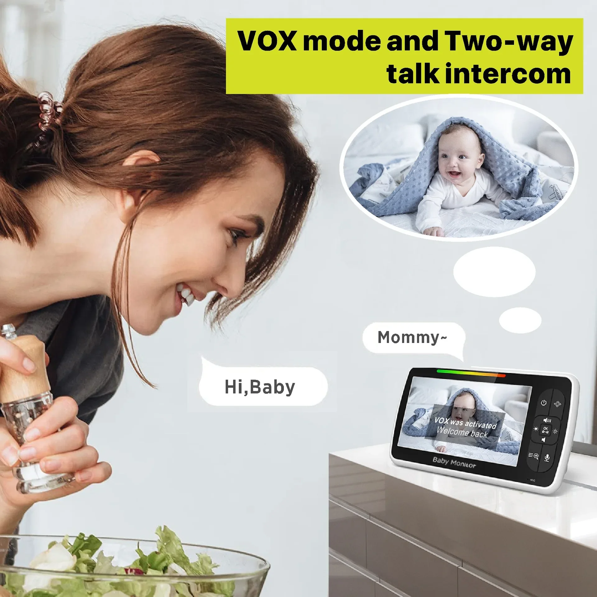 5.0 Inch Video Baby Monitor Wi - Audio Hd Music avaliação e preço