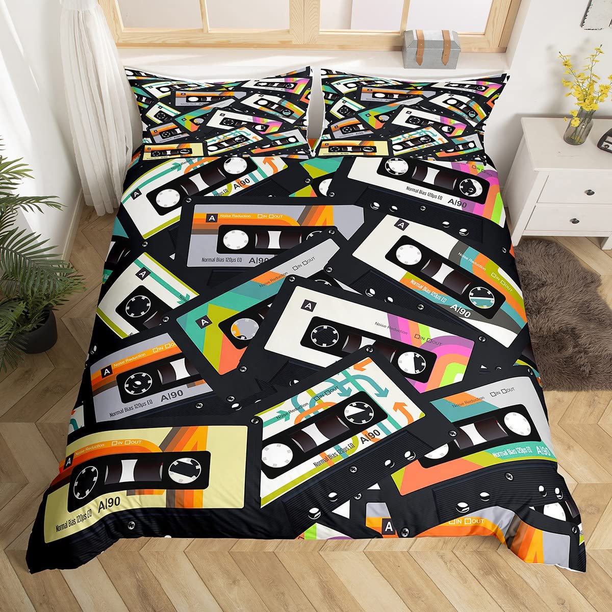 Colorful Music Cassettes Duvet - Audio Music King avaliação e preço